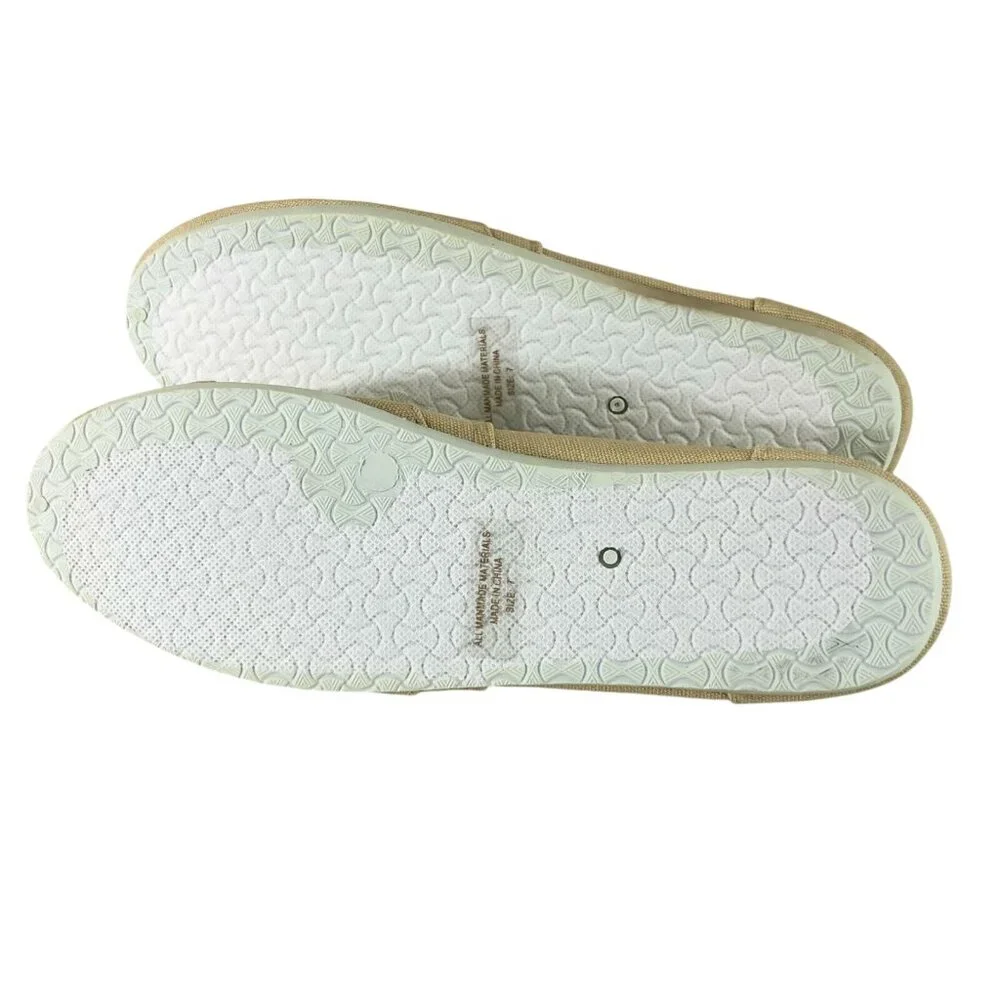 Ollio Womens Espadrille Flats Canvas Slip On Beige Size 7